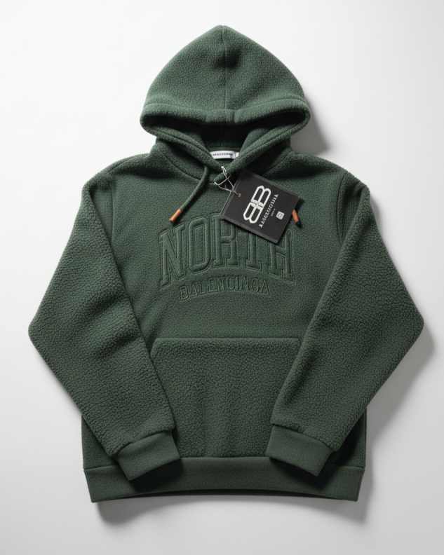 North Premium Fleece Green Hoodi