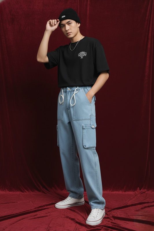 Sky blue cargo jeans