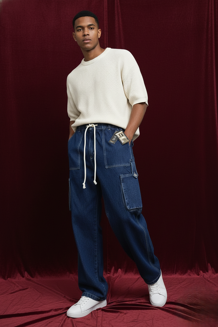 Dark blue cargo jeans