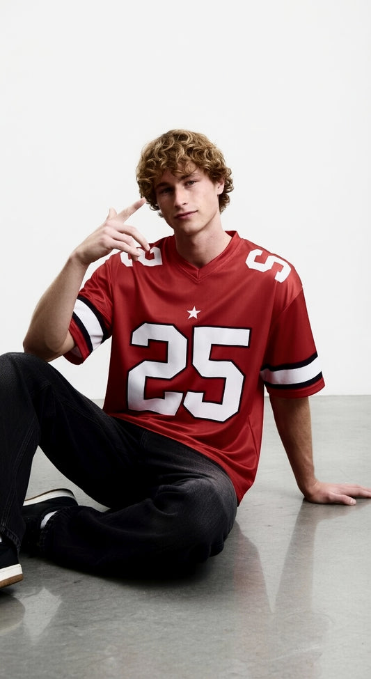 Red Baseball Boxy Fit Jersey – Lightweight Sublimated Streetwear Shirt