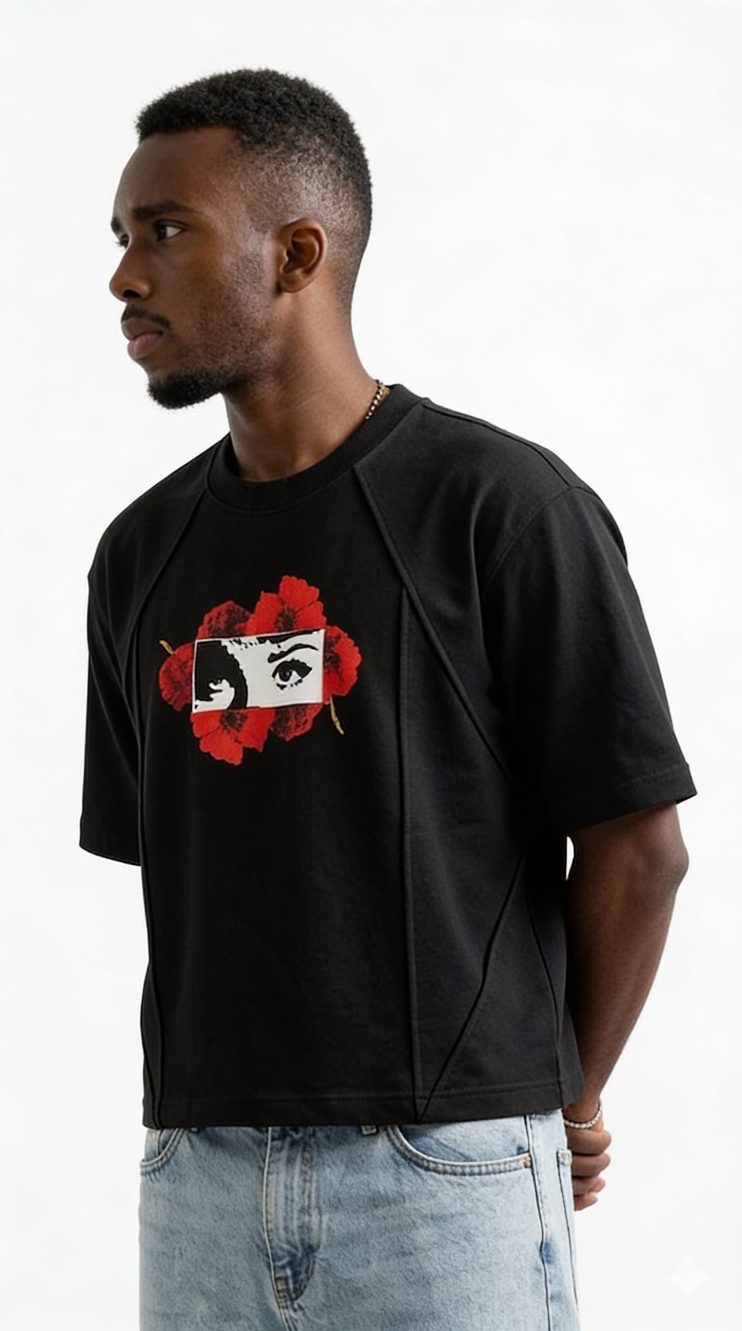 Cropped Flower Print Overized T Shirt | Unisex