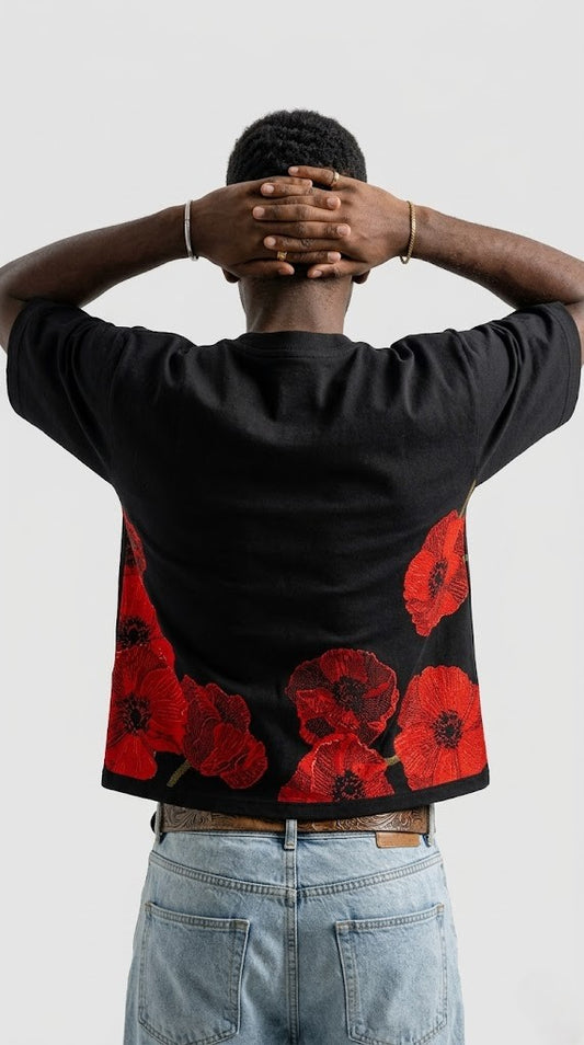 Cropped Flower Print Overized T Shirt | Unisex