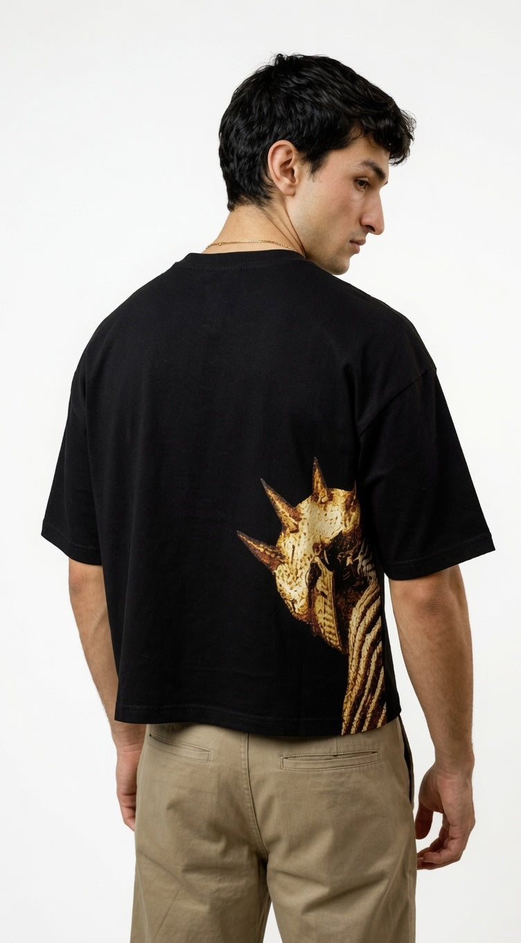 Cropped Skull Print Overized T Shirt | Unisex